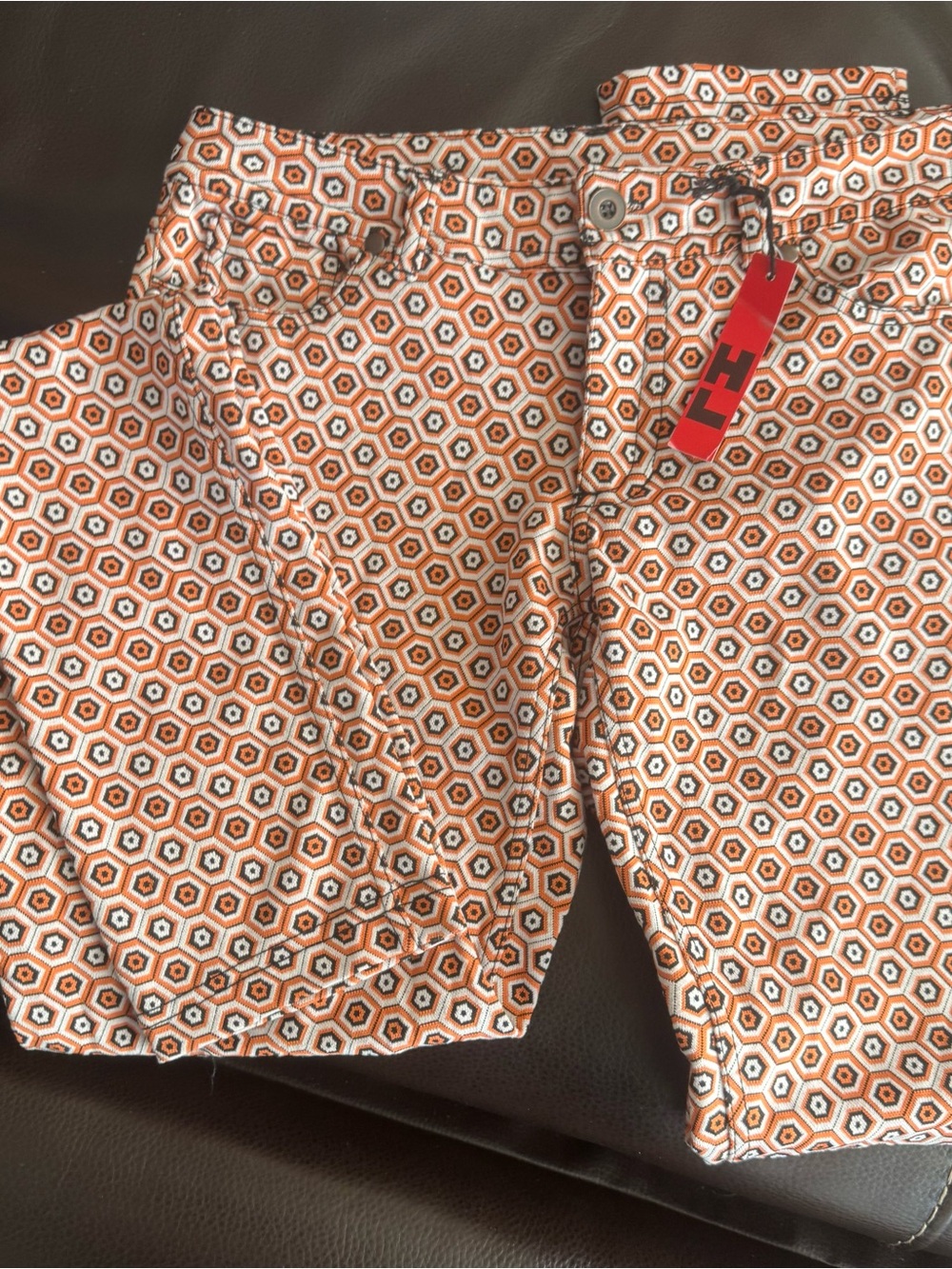 HL Affair Orange Geometric Skinny Pants
